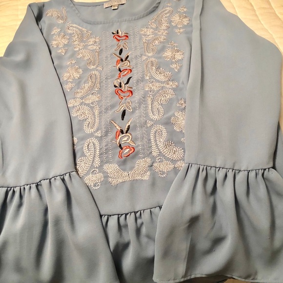 Boho Embroidered blue swing Top - Picture 4 of 6